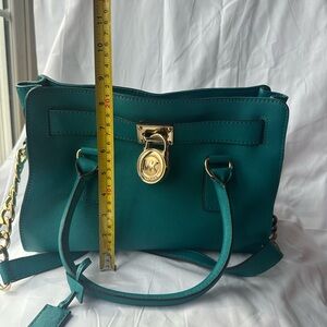 MICHAEL Michael Kors Teal Shoulder Bag with Gold Hardware